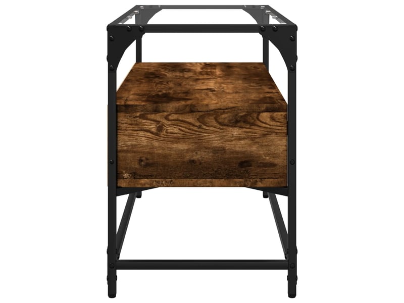  Meuble tv - banc tv - meuble de rangement avec dessus en verre chêne fumé bois d'ingénierie  - Conforama E