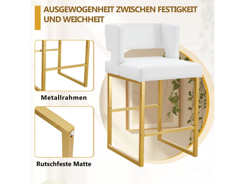  Lot de 2 tabourets de bar en similicuir pu blanc et métal doré W3658P358542 - Conforama E
