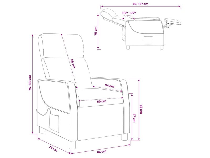  Vidaxl fauteuil de massage inclinable taupe tissu  - Conforama C