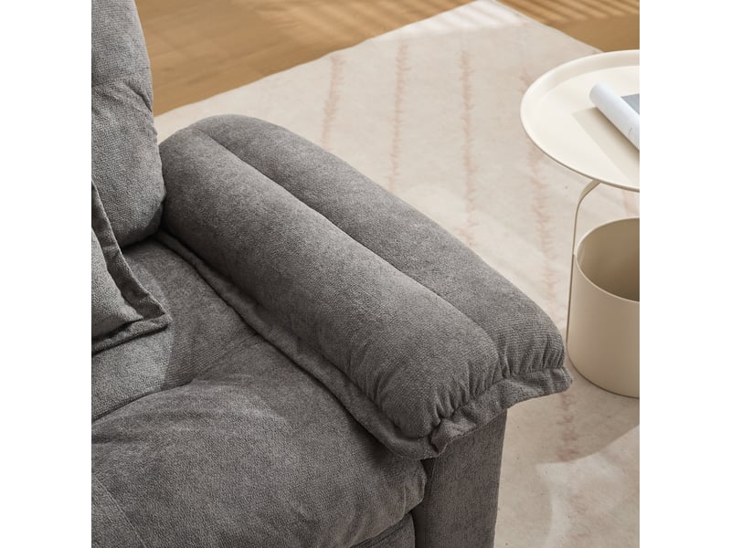  Fauteuil pivotant 360° oversize avec coussin de soutien  - assise à ressorts, chenille gris  - Conforama C