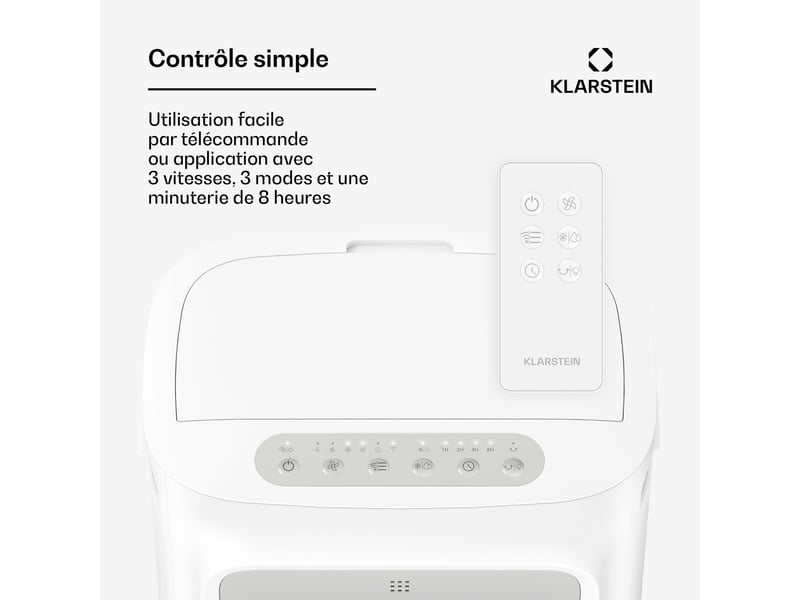 Klarstein breezcube rafraîchiseur d'air connecté à eau 340 m³h 30 m² 3 modes 50 w blanc - Conforama D