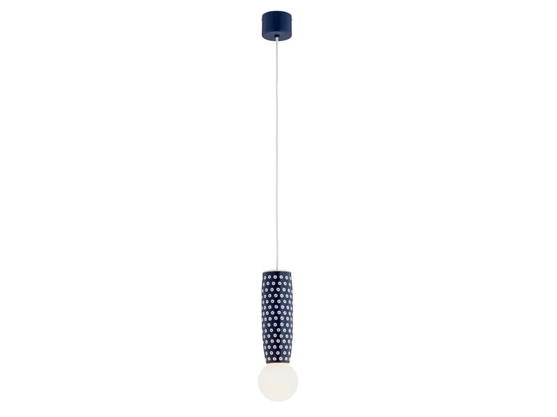  Argon boll suspension fine artisanale boll, bleu cobalt profond, pois blancs, culot g9, ip44  - Conforama A
