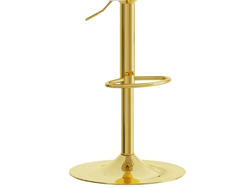  Lot de 2 tabourets de bar hauteur réglable pivotants 360°, chaise haute cuisine, pied métal, polyuréthane, blanc et or  - Conforama E