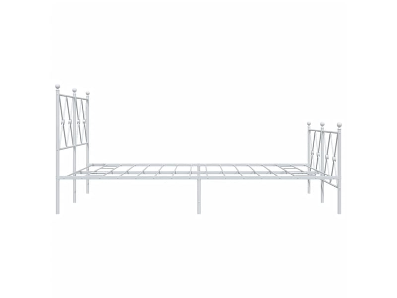  Lit double- lit adulte -  cadre de lit métal sans matelas et pied de lit blanc 140x190 cm  - Conforama D
