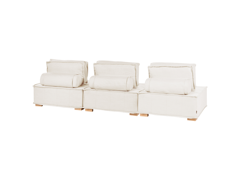 Canapé modulable 3 places tibro tissu blanc cassé - Conforama E