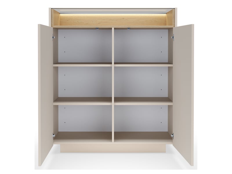  Buffet halane, armoire 4 étagères, 103x40x119h cm beige Halane - Conforama E