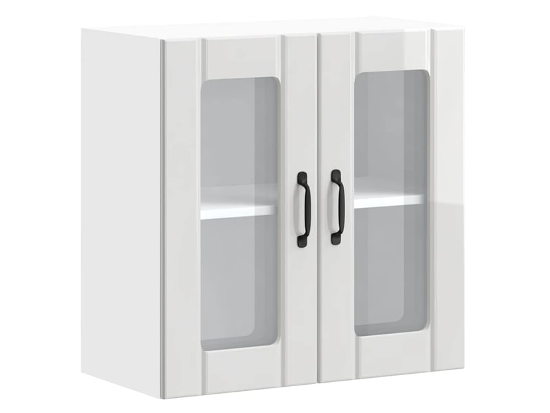  Armoire murale de cuisine avec porte vitrée bois d'ingénierie blanc brillant shl5258  - Conforama A