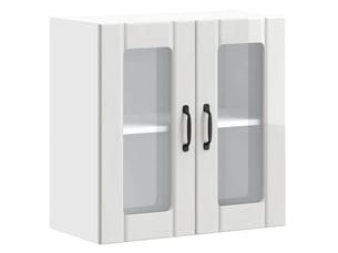 Armoire murale de cuisine avec porte vitrée bois d'ingénierie blanc brillant shl5258