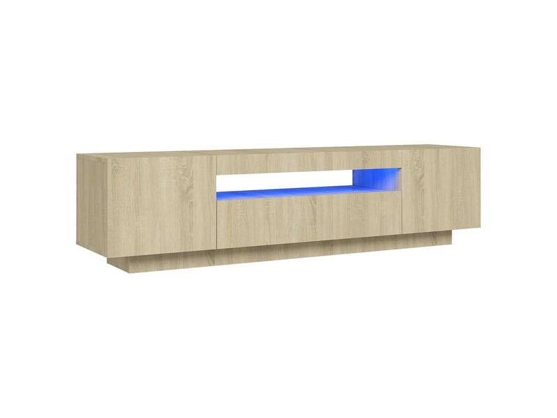 Meuble tv - banc tv - meuble de rangement avec lumières led chêne sonoma 160x35x40 cm - Conforama A