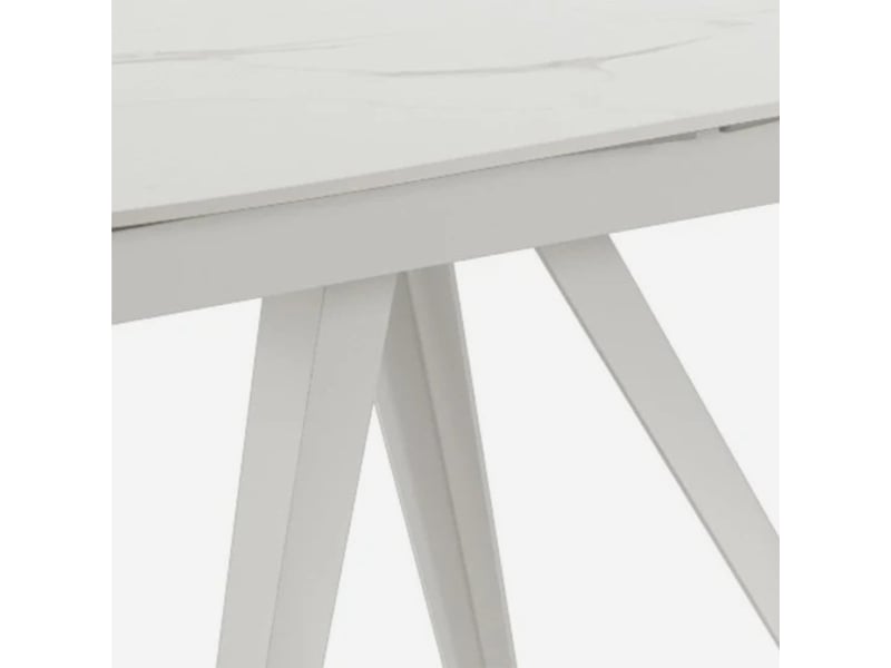 Table extensible en céramique et métal glide - blanc - marbre calacatta  - Conforama C