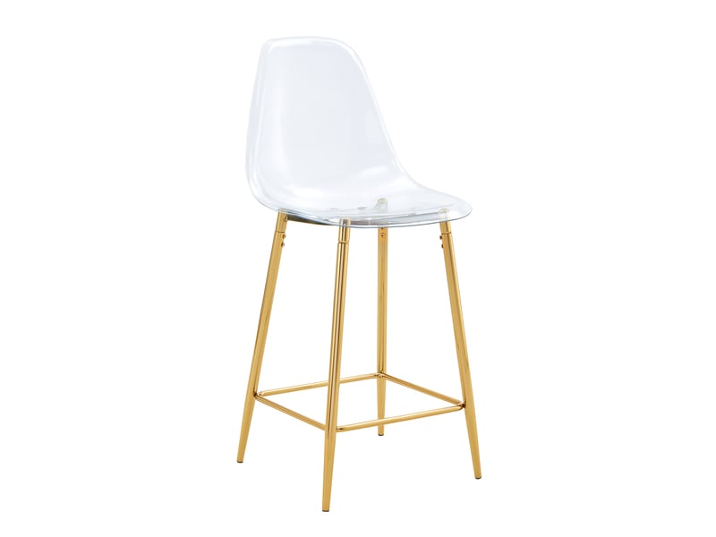  Lot de 2 tabourets de bar design transparents assise en polycarbonate pieds métal repose-pieds  - Conforama A