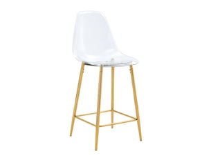 Lot de 2 tabourets de bar design transparents assise en polycarbonate pieds métal repose-pieds