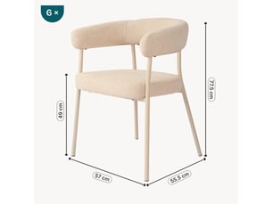 Lot de 6 chaises de salle à manger huk 78 x 57 x 56 cm beige [en.casa]