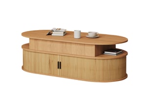 Table basse ovale coloris bois clair MAISENTIEL  - 50 cmx100 cm