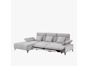 Canapé d'angle relax électrique en tissu matelassé gris - angle gauche