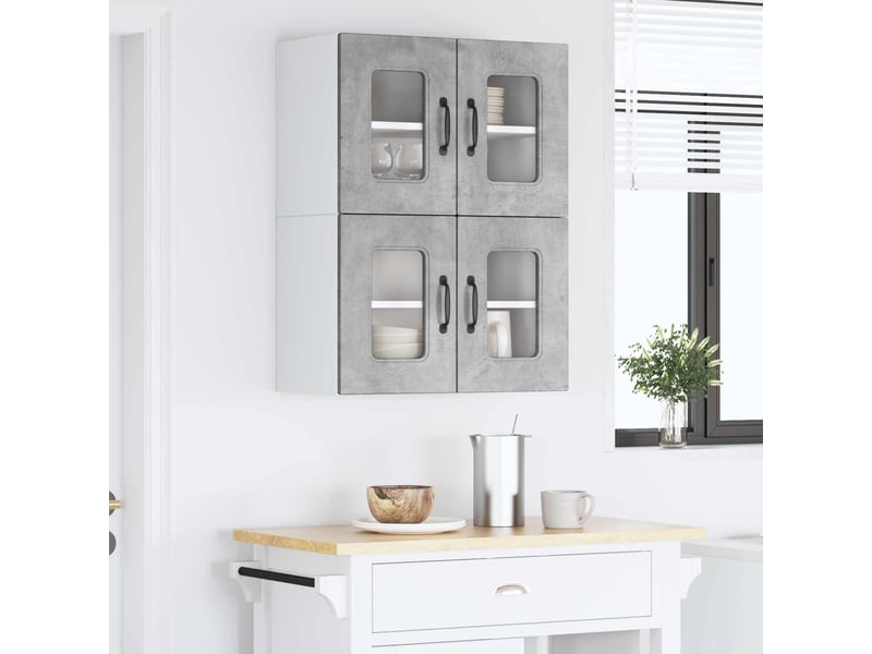 Meuble mural de cuisine | armoire de cuisine 2 pcs gris béton shl3238 - Conforama D