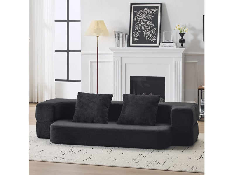 Canapé convertible 2 places 190x102x42 cm en mousse coloris noir - Conforama D