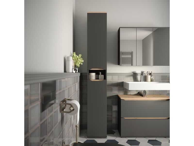  Vicco meuble salle de bain, anthracitechêne artisan, 30.2x192.5cm  - Conforama C