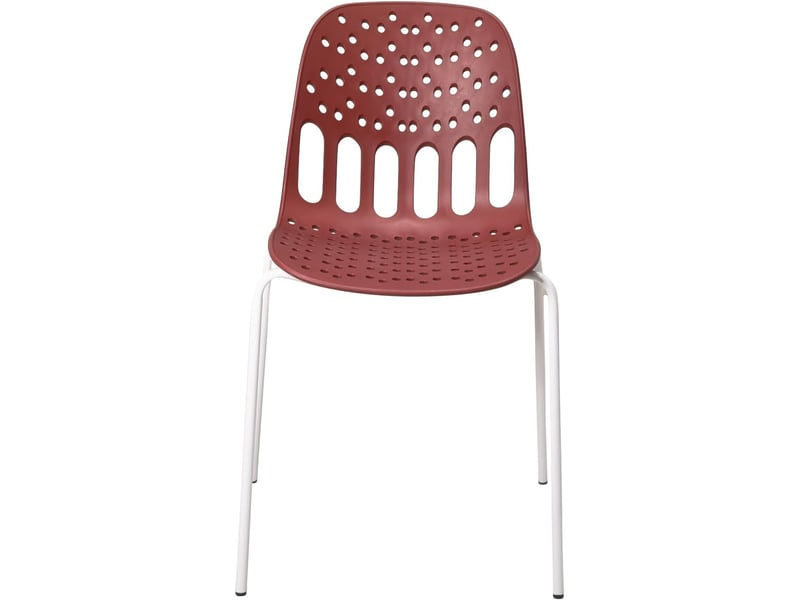  Lot de 4 chaises de cuisine empilables kio rouges et blanches avec structure métal 735-KIO - Conforama D