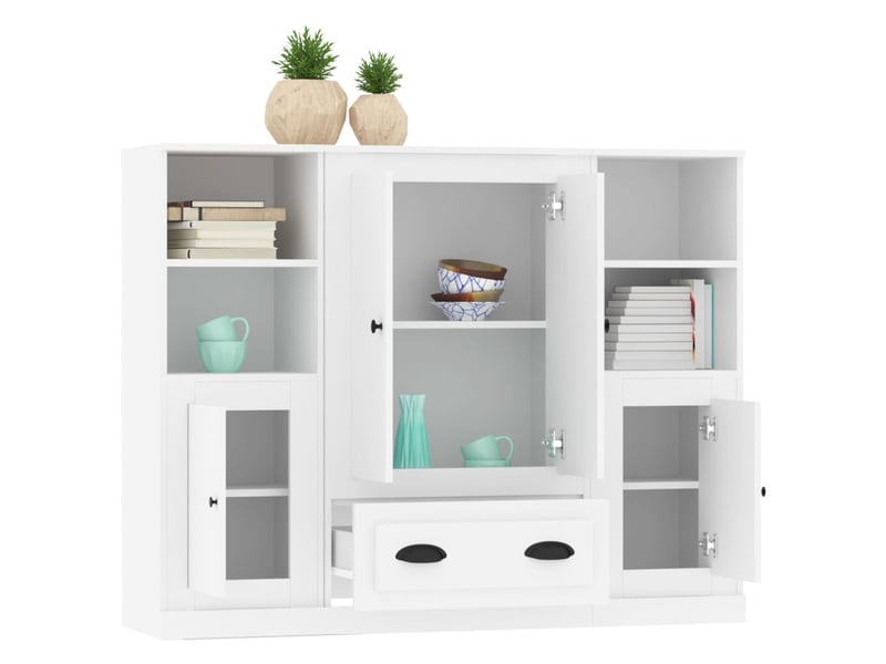  Buffets 3 pcs - bahut - meuble de rangement blanc bois d'ingénierie  - Conforama E