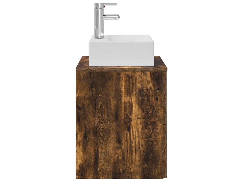 Vanité de lavabo mural, meuble de rangement chêne fumé 49.5x41x62.5 cm shl4196 - Conforama D