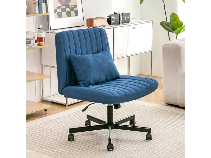 Chaise de bureau pivotante en tissu réglable en hauteur sans accoudoirs à roulettes silencieuses - Conforama B