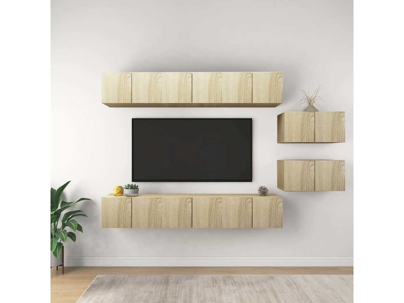  Meubles tv - banc tv - meuble de rangement 8 pcs chêne sonoma bois d'ingénierie  - Conforama B