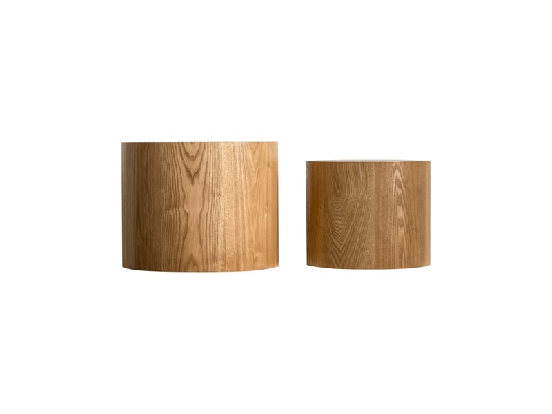  Tables basses imbriquées lot de 2, rondes en bois naturel et mdf, 48 x 48 cm  - Conforama A