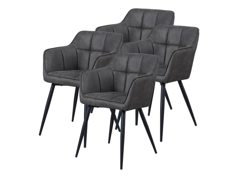  Lot de 4 chaises de salle à manger birmingham 82 x 60 x 59 cm gris foncé noir [en.casa] Birmingham - Conforama A