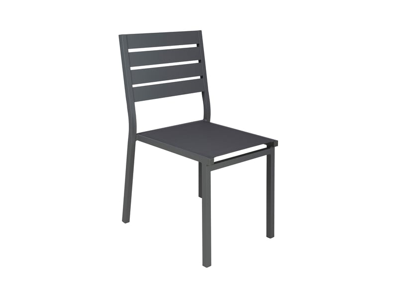  Lot de 2 chaises en aluminium et textilene gris  - Conforama C