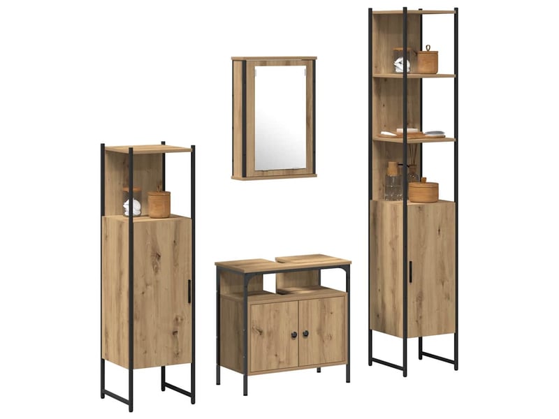  Ensemble de mobilier de salle de bain 4 pc chêne artisanal cf64504  - Conforama C
