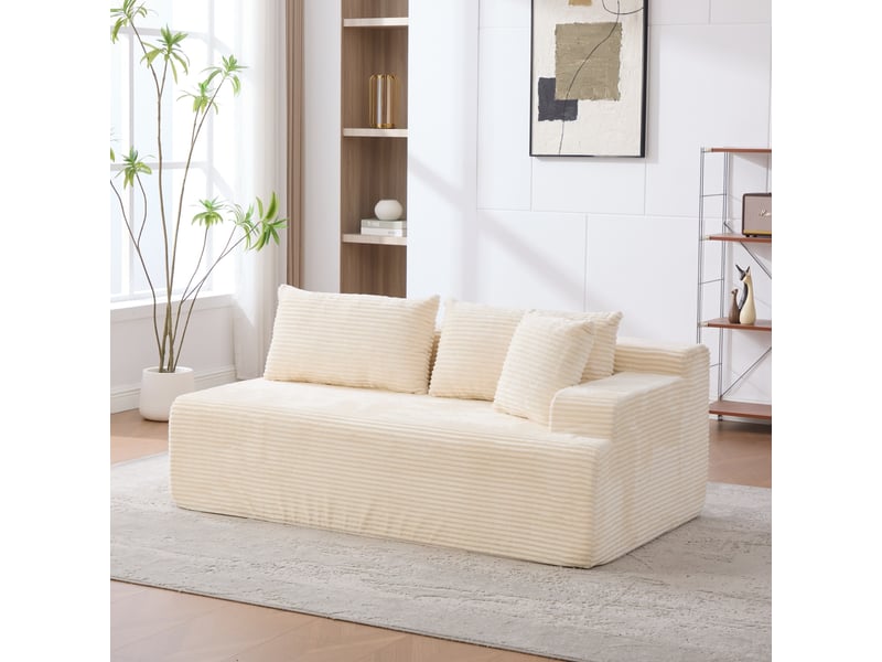  Méridienne modulable salon canapé lit chenille beige confort nuage sans montage  - Conforama B