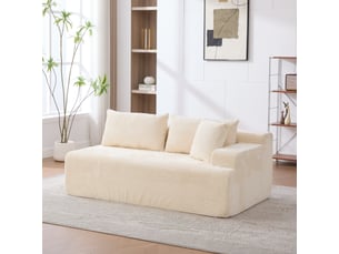 Méridienne modulable salon canapé lit chenille beige confort nuage sans montage