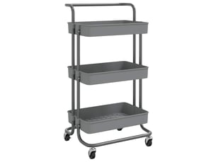 Desserte de cuisine, chariot de rangement 3 niveaux gris 42x35x85 cm fer et abs