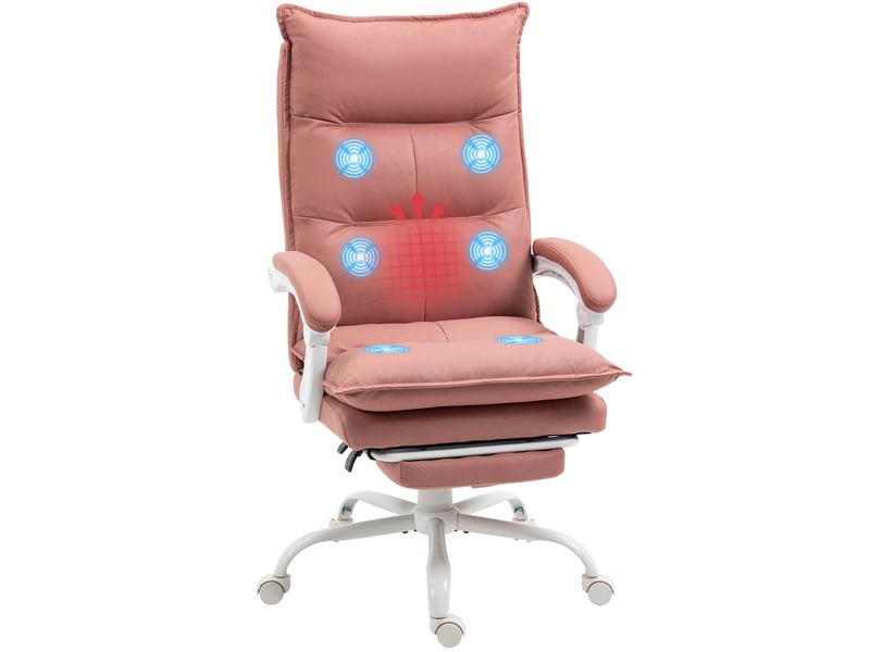  Fauteuil de bureau massant et chauffant, chaise de bureau, hauteur réglable, dossier inclinable, 66x74x121,5cm rose  - Conforama A