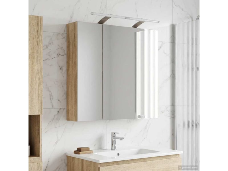 Amoire de salle de bain, meuble de salle de bain avec miroir chêne sonoma shl2586 - Conforama D