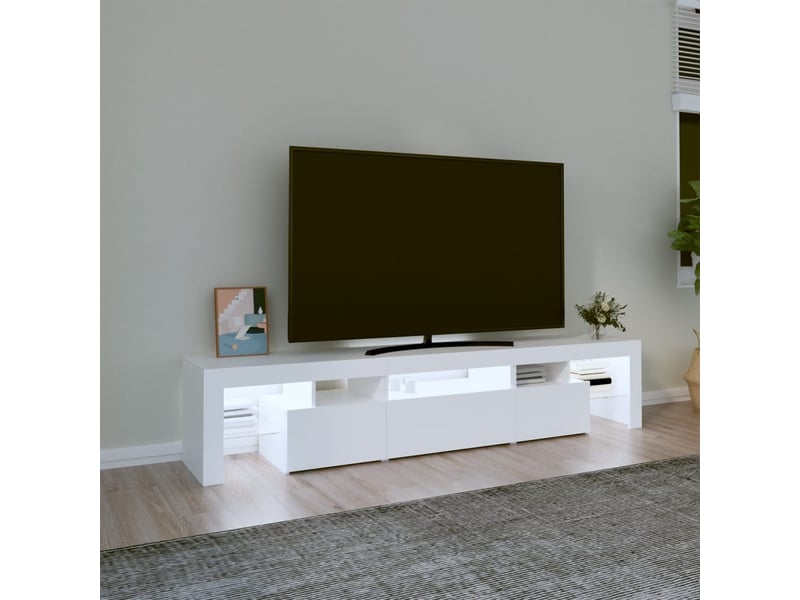  Meuble tv - banc tv - meuble de rangement avec lumières led blanc 200x36,5x40 cm  - Conforama C