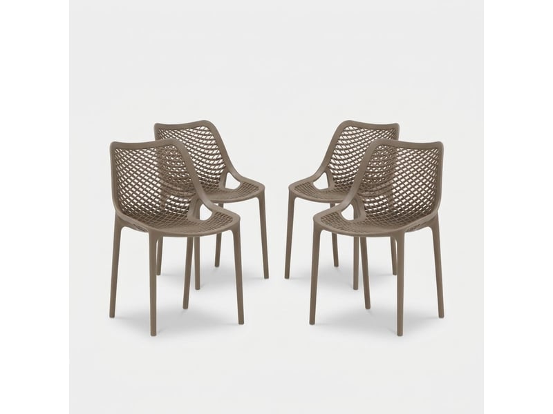  Lot de 4 chaises empilables pour intérieur et extérieur malinska - gris tourterelle  - Conforama A