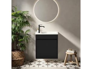 Meuble de salle de bain noir 46 cm en mdf avec porte à fermeture douce