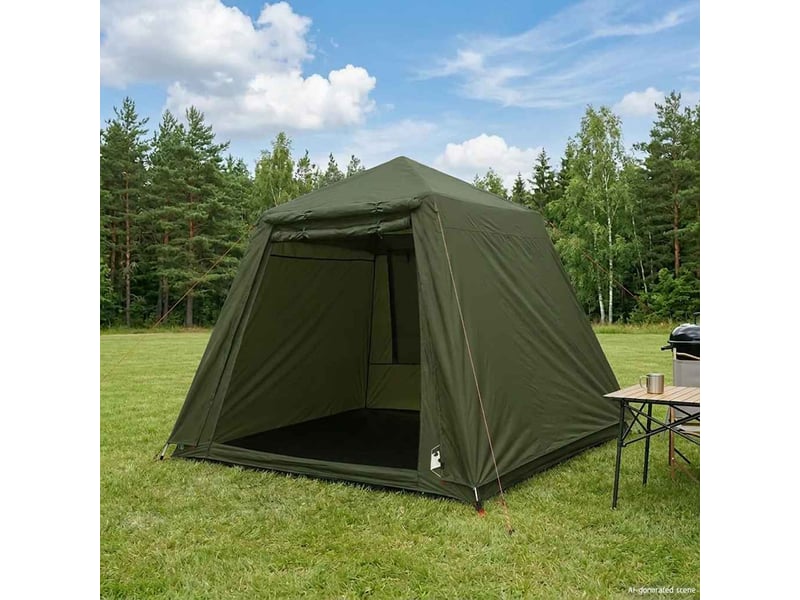  Tente de pêche, tente de camping 4 personnes vert olive libération rapide shl56335  - Conforama B