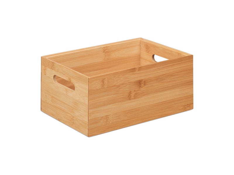  Boîte de rangement empilable pratique salon 14 x 30 x 20 cm en bambou naturel 13_0012728  - Conforama A
