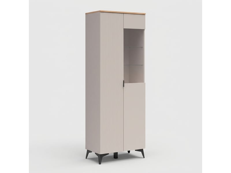  Vitrine haute de salon avec porte pleine et porte vitrée velton  - Conforama A