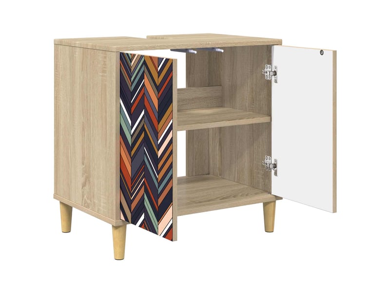  Armoire de salle de bain, meuble de rangement ommen sonoma 60x40x60 cm  - Conforama D
