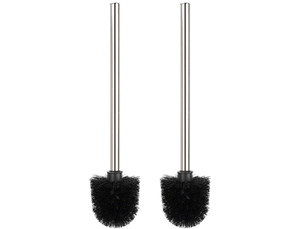 Ensemble de brosses de toilette 2 pièces, brosse de toilette à manche en acier inoxydable, (noir)