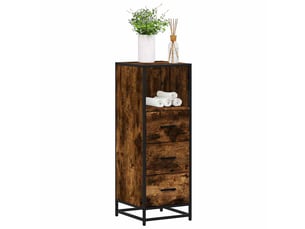 Armoire de bain, cabinet de salle de bain chêne fumé 35x37,5x100cm bois d'ingénierie cf64977