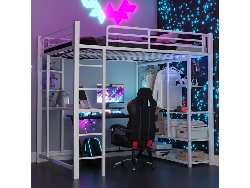  Lit superposé en métal blanc 145x204 cm  - Conforama B
