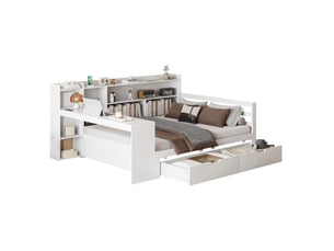 Lit banquette 140x200 cm <strong>SAPGAKS</strong> <strong></strong> coloris blanc