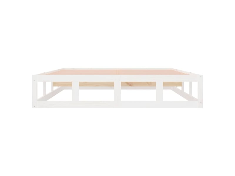 Lit adulte, lit double, cadre de lit sans matelas blanc 150x200cm bois massif cf11517 - Conforama E
