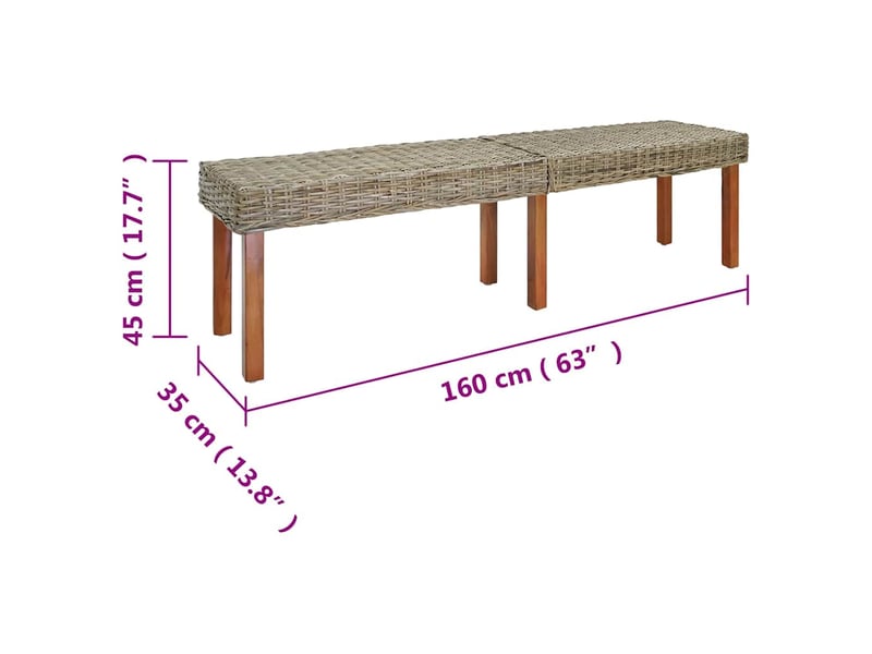 Banc d'entrée, banc d'intérieur naturel 160x35x45 cm bois de mangue massif - Conforama E