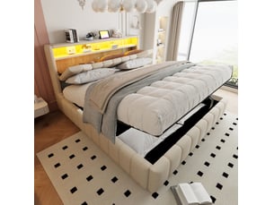 Lit coffre 180x200 cm HAUSS SPOLE   coloris beige